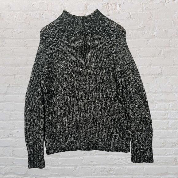 Express Women's Black Silver Metallic Marled Mock Neck Sweater Large - Picture 1 of 9